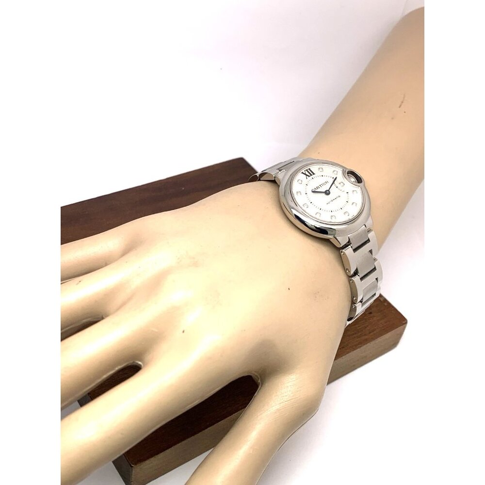 Cartier Ballon Bleu Women's Watch 3489 Swiss Automatic Diamond Dial Steel 33mm - Picture 4 of 14